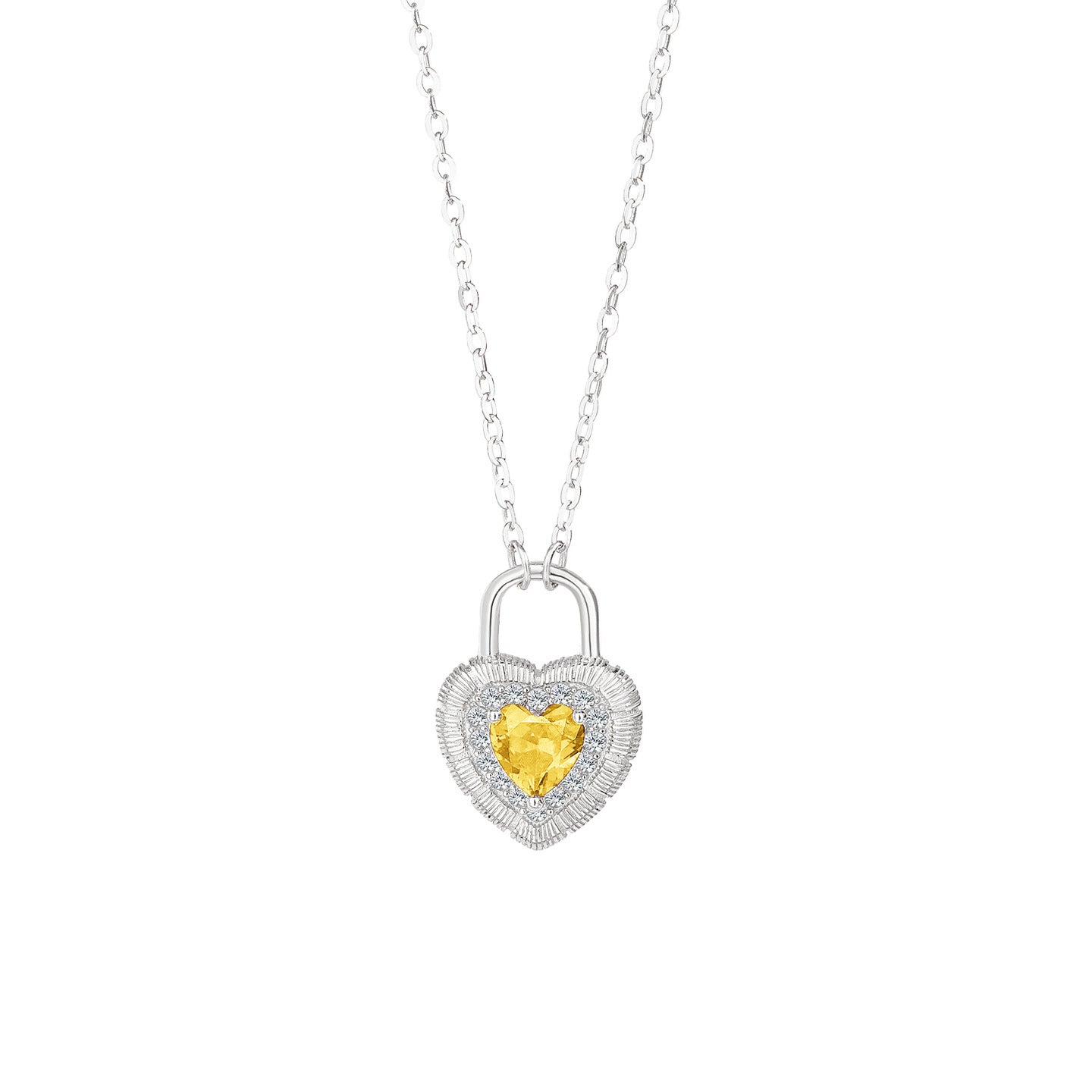 Royal Heart Lock Vintage Heart Pendant Necklace with Zircon in S925 Sterling Silver
