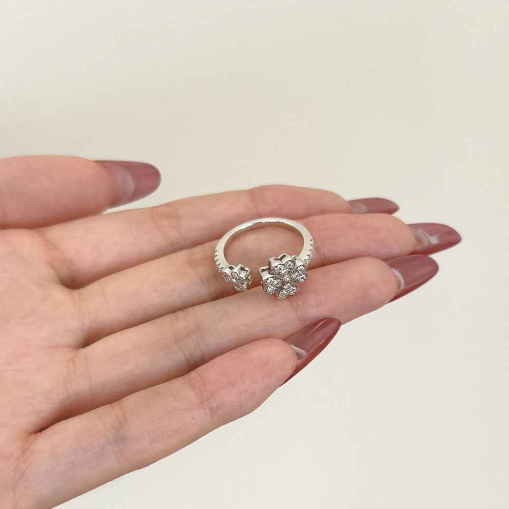 925 Sterling Silver Heart Clover Open Ring – Clover Serenade