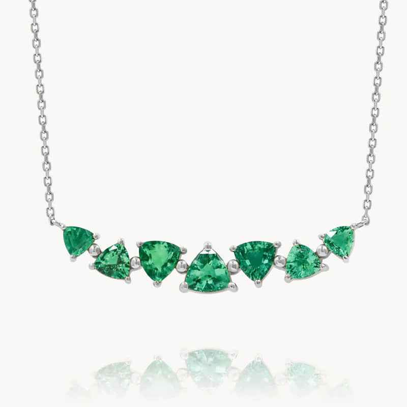 925 Sterling Silver Tri-Cut Green Zircon Arc Necklace – Emerald Spark Arc