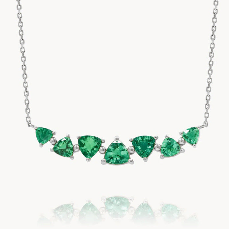“Prism Pop” S925 Sterling Silver Multicolor Zircon Triangle Necklace