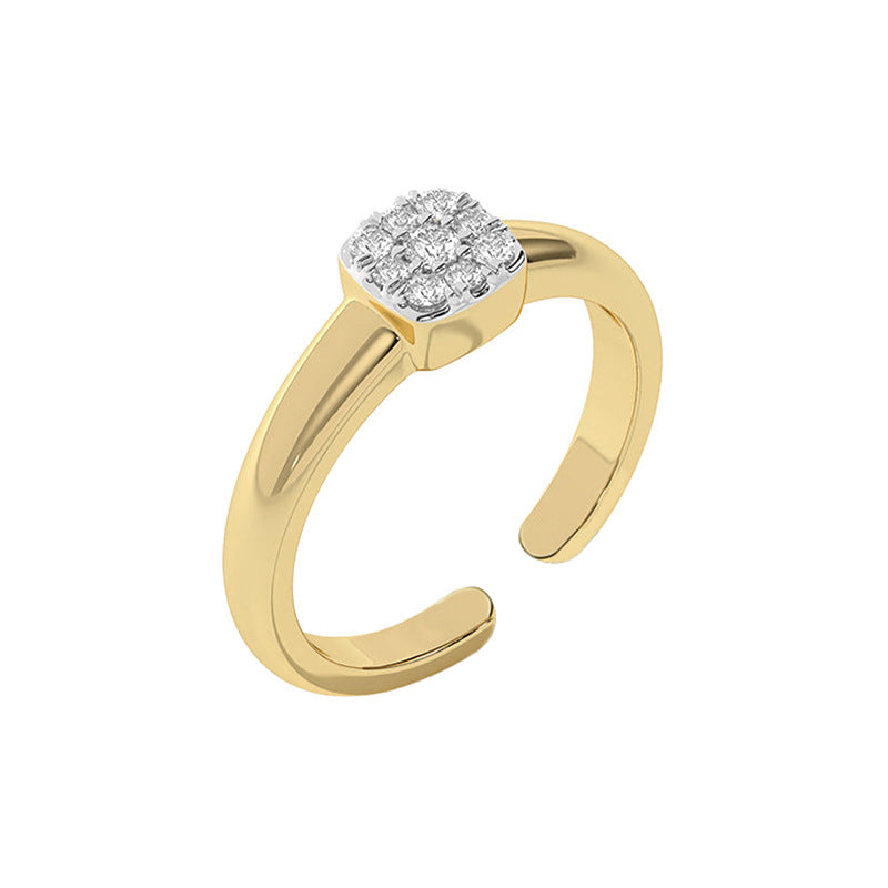 “Square Radiance” S925 Sterling Silver Open Adjustable Square Zircon Ring