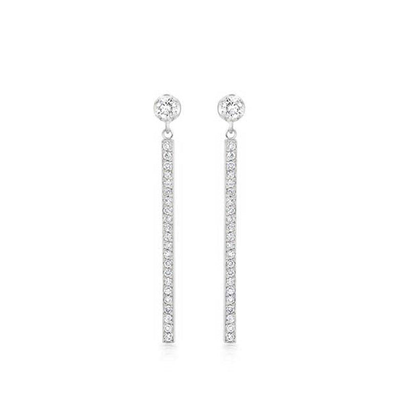 “Starlit Fringe” S925 Sterling Silver Zircon Tassel Stud Earrings
