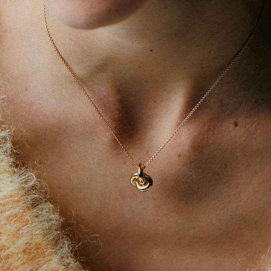 925 Sterling Silver Eternal Link Interlocking Loop Necklace Gold Platinum Plated