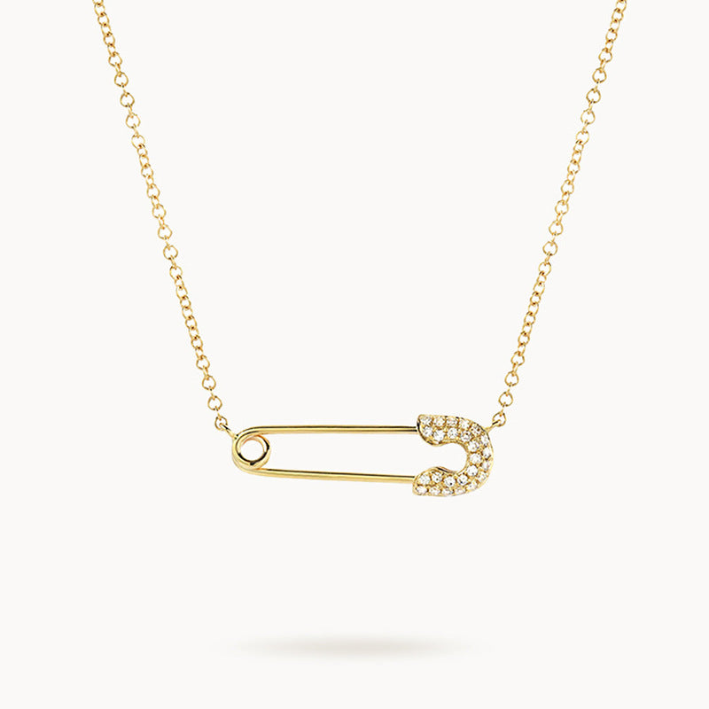 “Pinheart” S925 Sterling Silver Zircon Lock & Heart Necklace