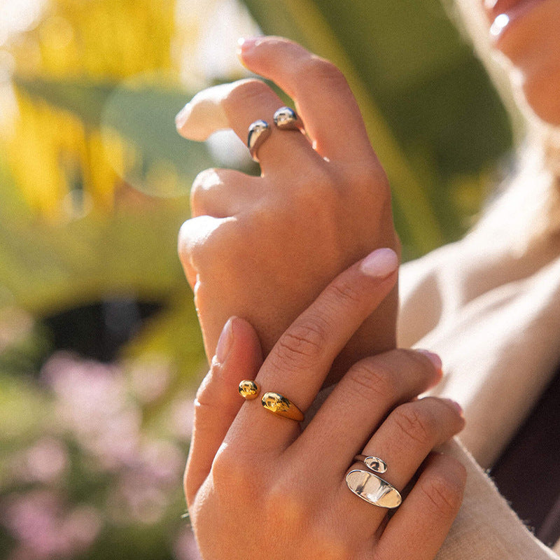 “Modern Contour” S925 Sterling Silver Geometric Open Ring