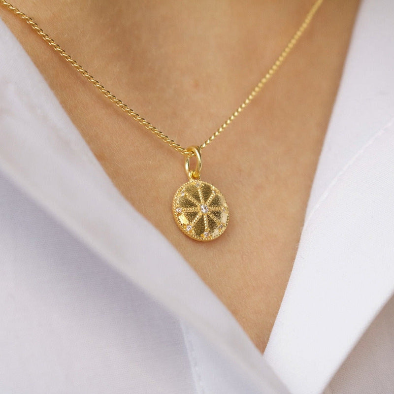 “Circle Eclat” S925 Sterling Silver Zircon Geometric Necklace