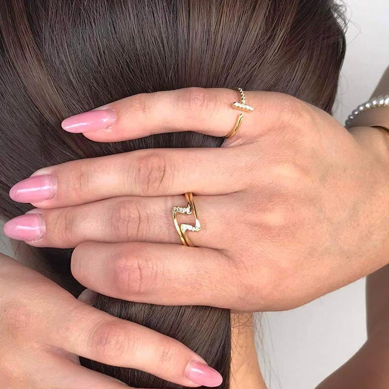 “T-Line” S925 Sterling Silver Zircon Geometric Open Ring