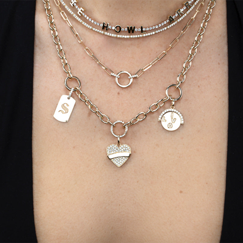 “Cupid Heart” S925 Sterling Silver Pave Heart Pendant Necklace