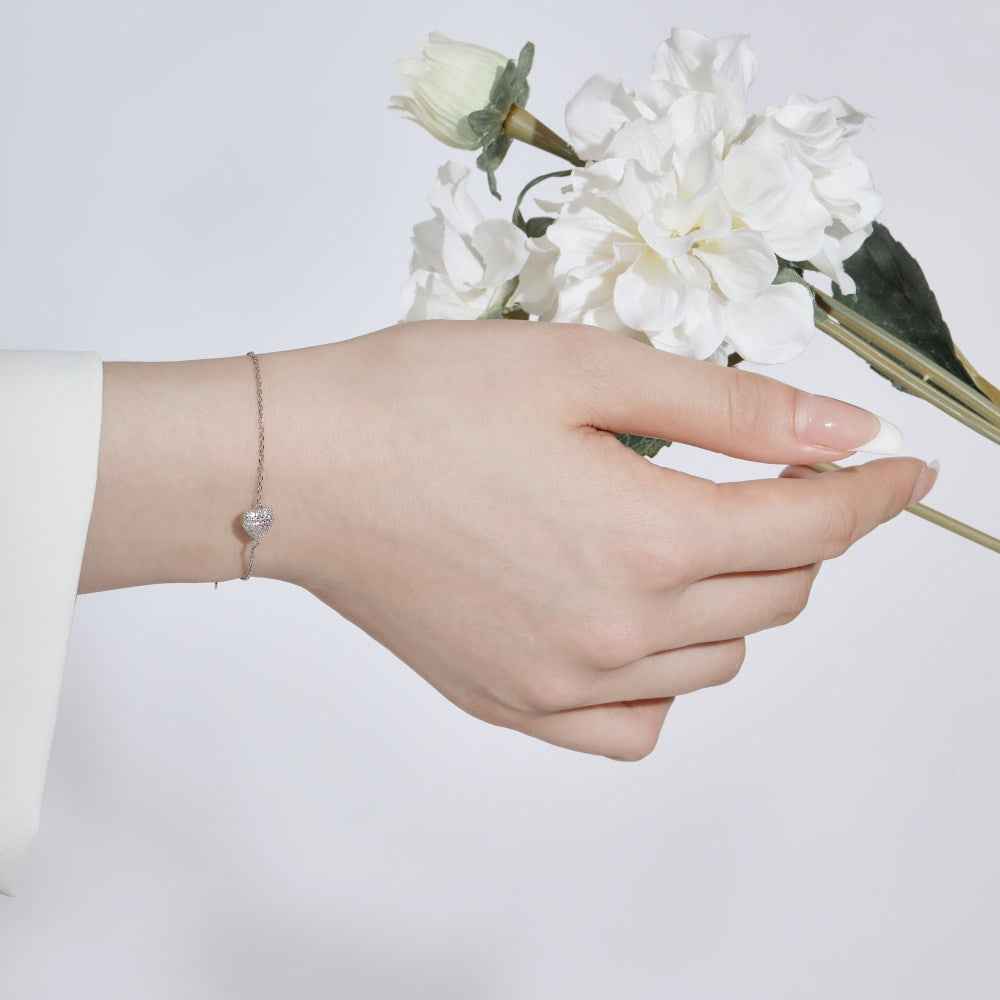 Candy Heart Zircon Charm Bracelet in S925 Sterling Silver