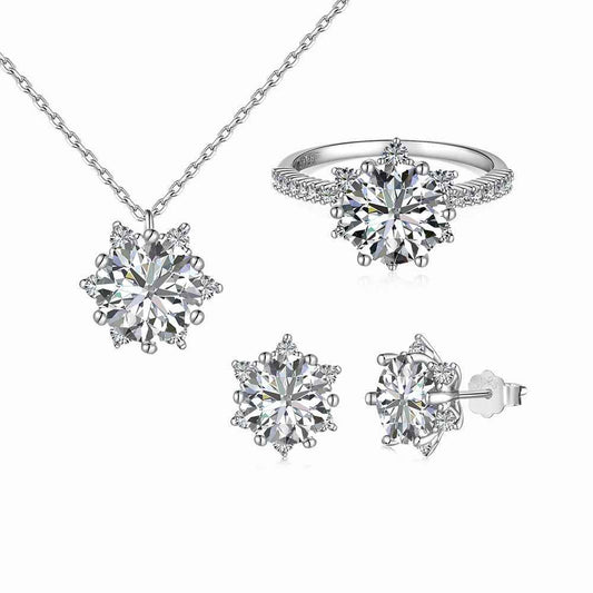 Camellia Lumiere Floral Jewelry Set with Zircon in S925 Sterling Silver