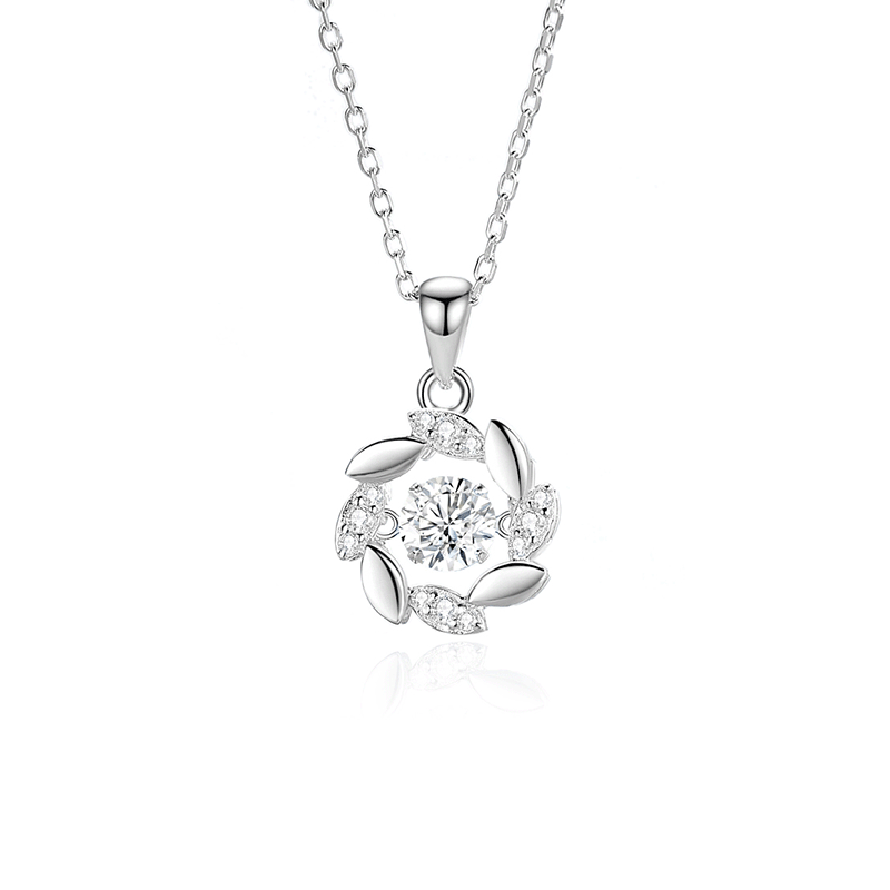 925 Sterling Silver Blue Zircon Moving Pendant Necklace – Lucky Sheaf