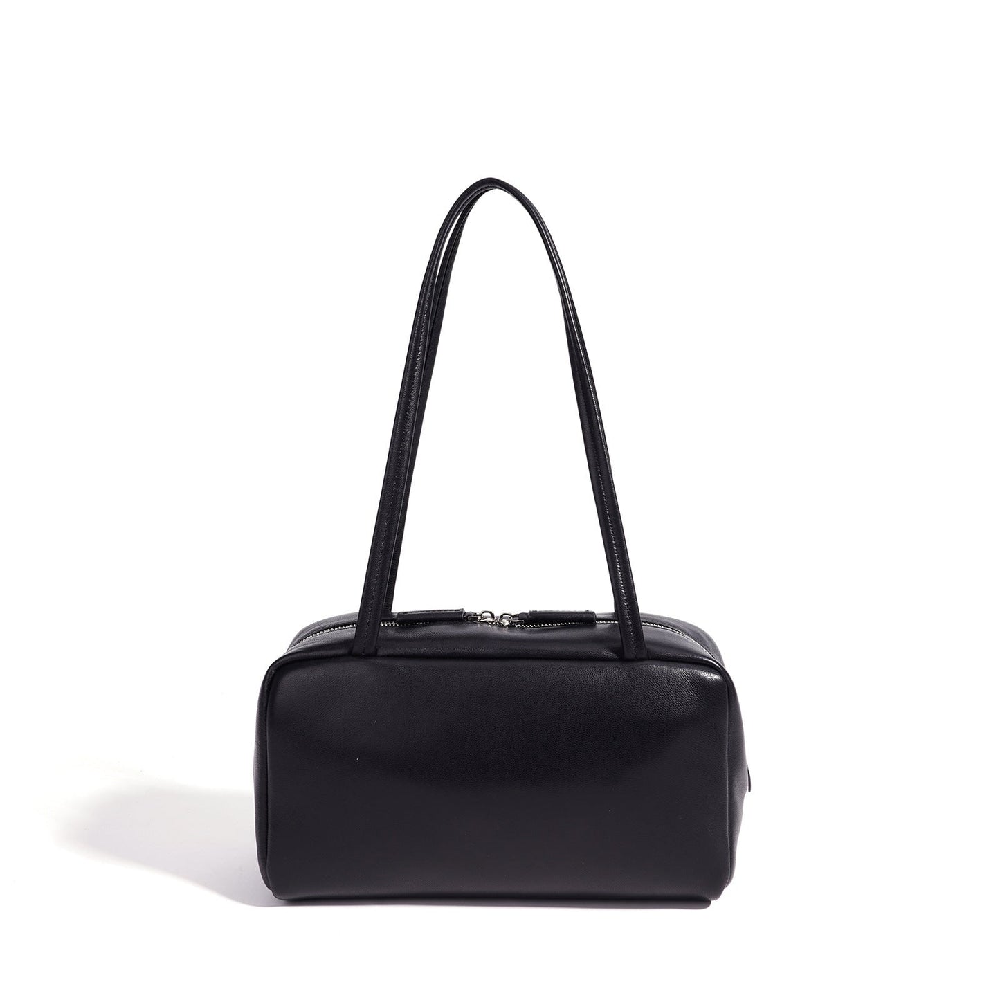 Women's Genuine Sheepskin Bowling Bag with Double Zipper