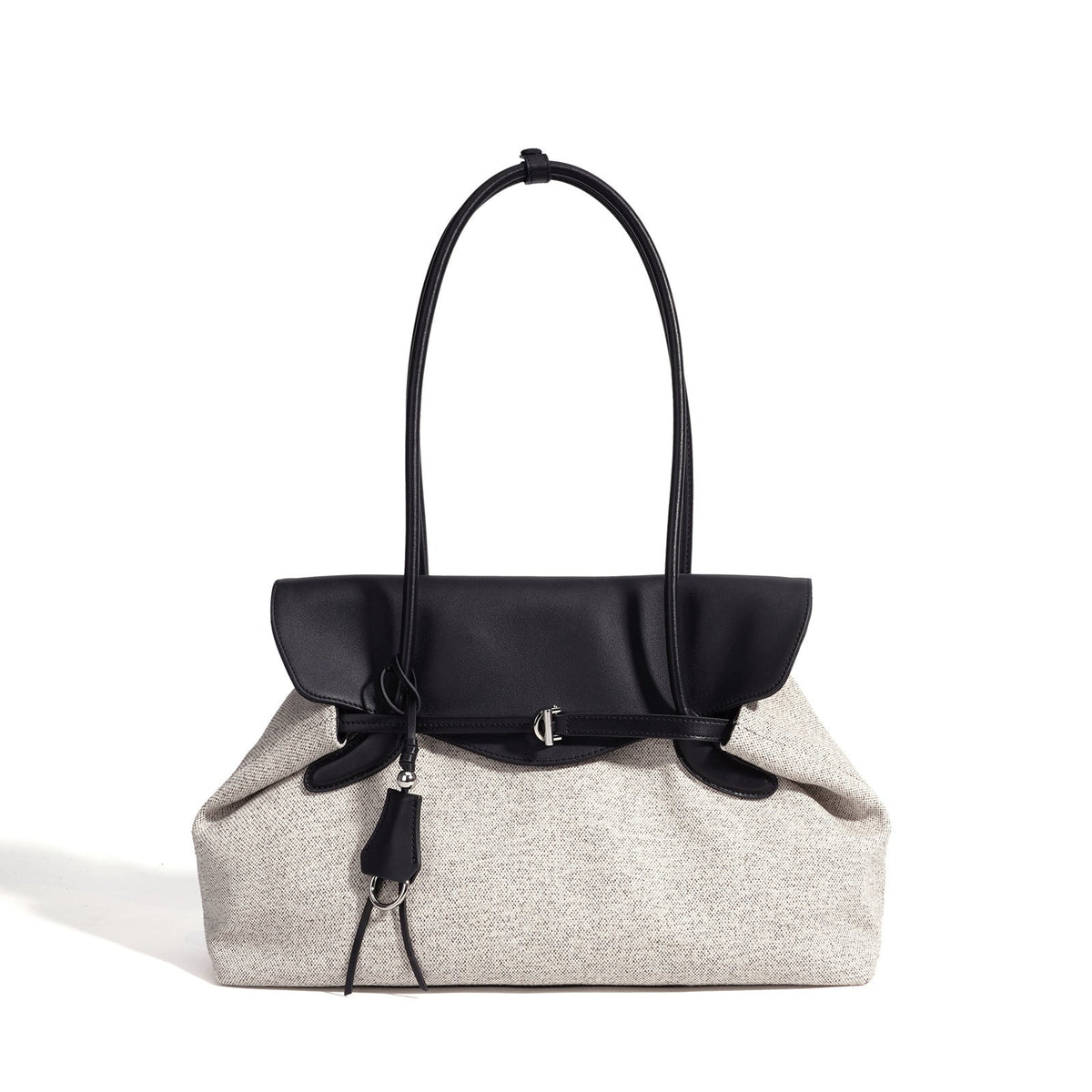 Women's Canvas Tote Bag with Genuine Leather Flap