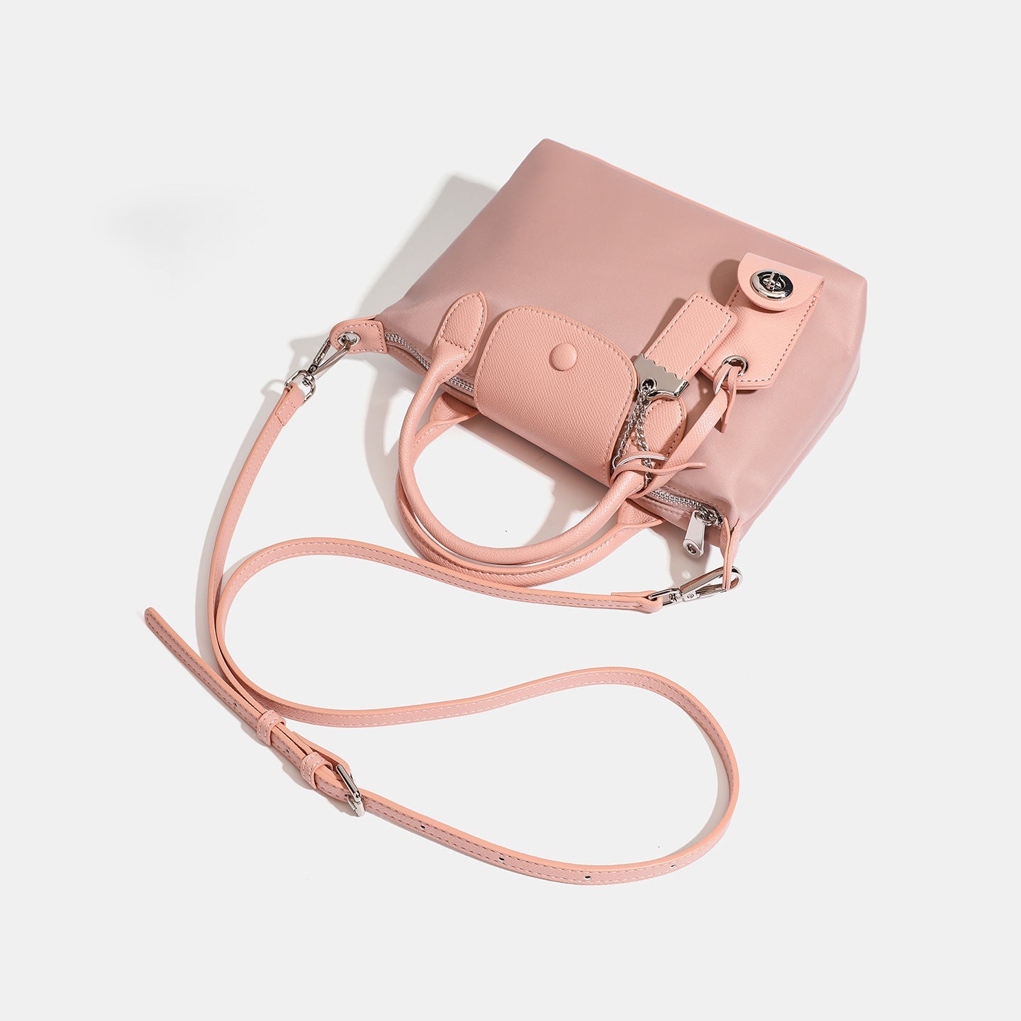 Women's Lightweight Nylon Dumpling Bag with Leather Trim