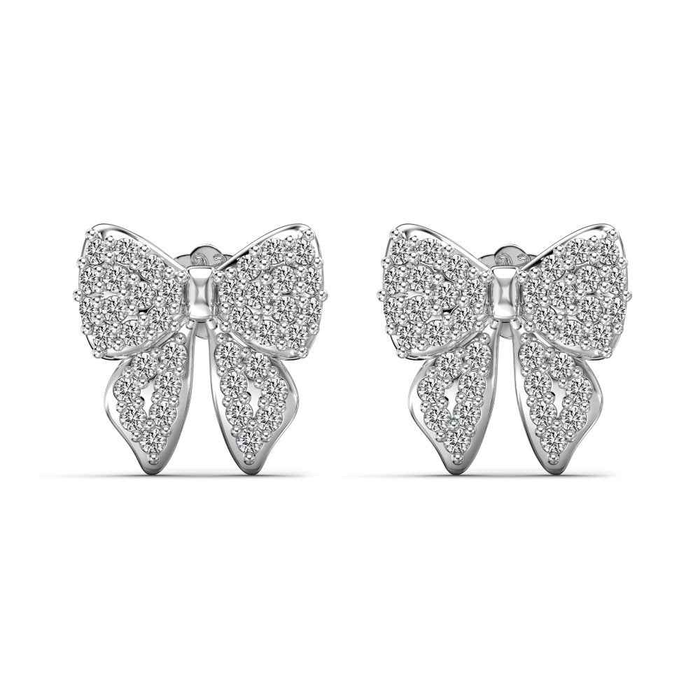 Celeste Bow Pavé Zircon Bow Stud Earrings in S925 Sterling Silver