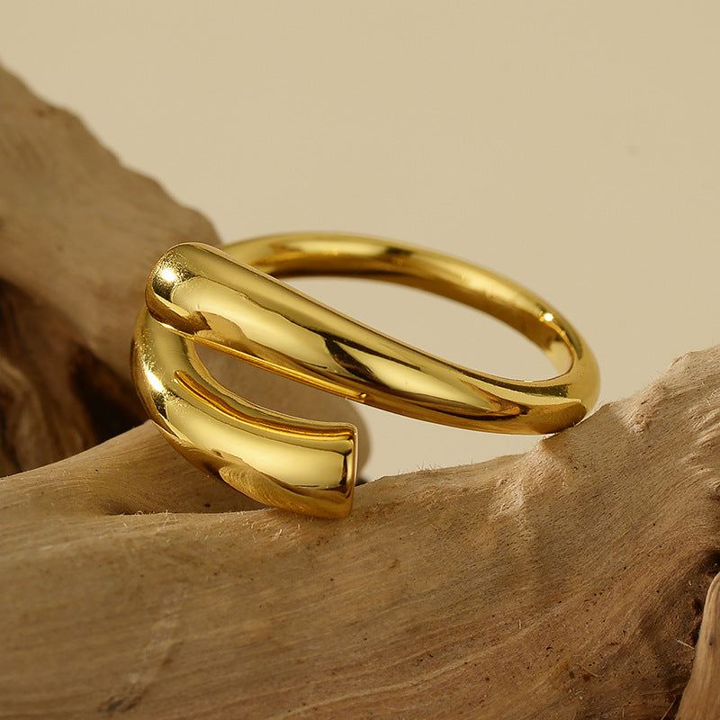 “Clean Arc” S925 Sterling Silver Open Adjustable Geometric Ring