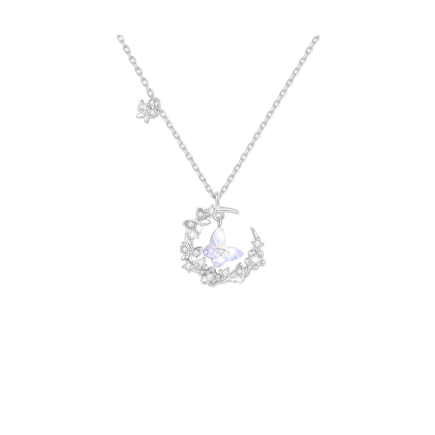 925 Sterling Silver Aurora Butterfly Necklace – Moonlit Flutter
