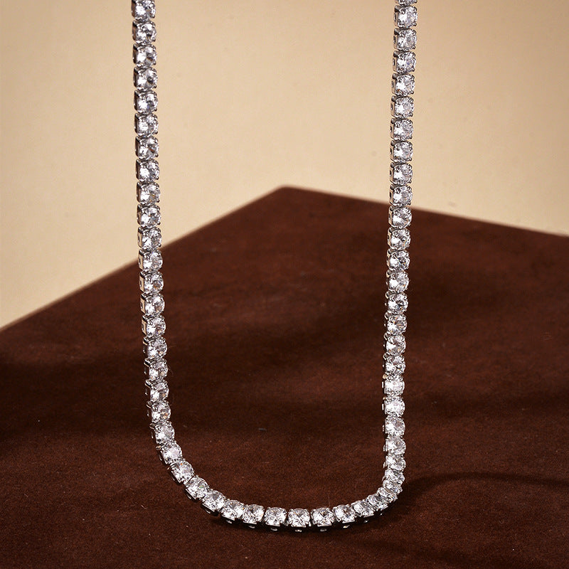 “Eclat Tennis” S925 Sterling Silver Zircon Tennis Necklace