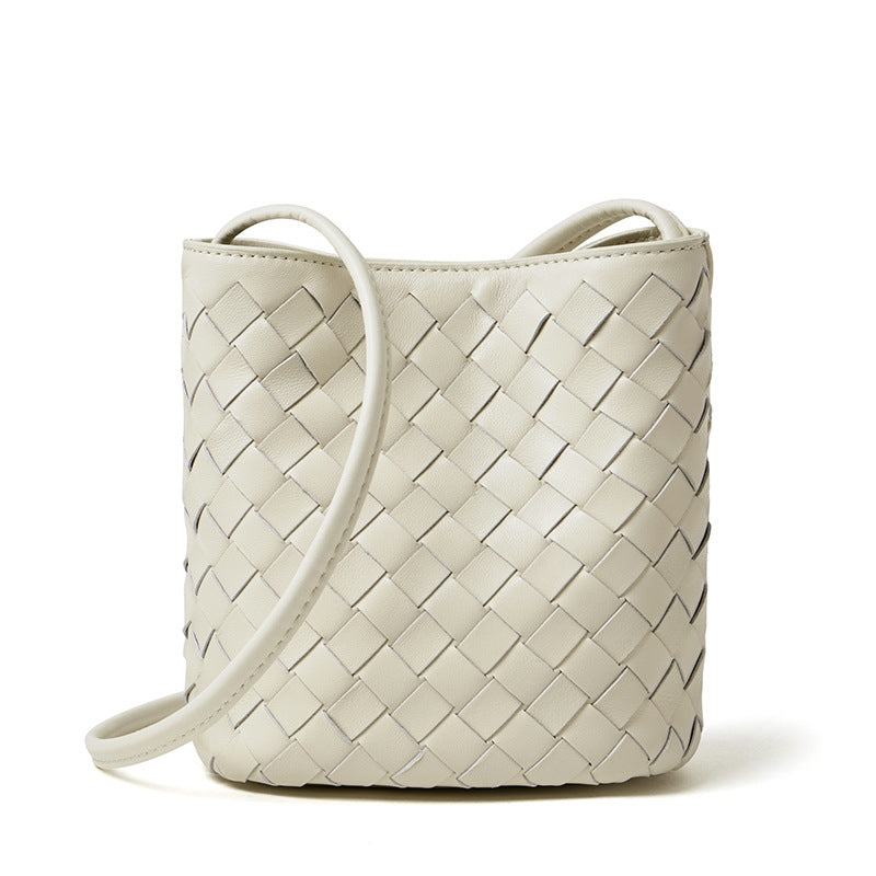 Women's Hand-Woven Sheepskin Bucket Crossbody Bag