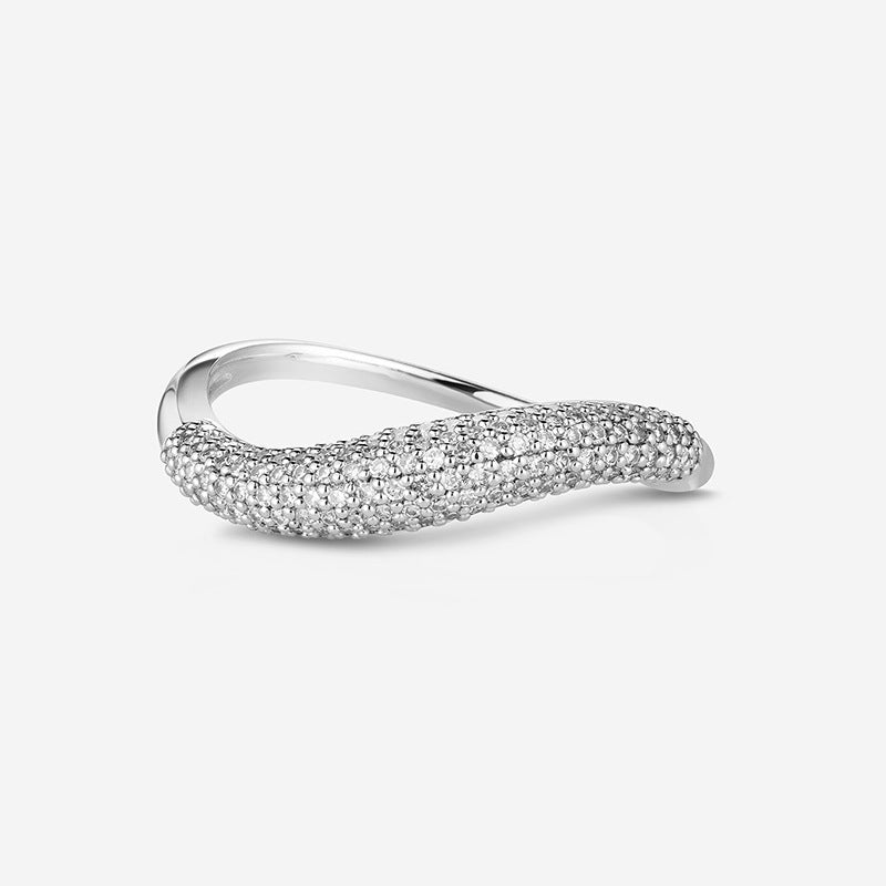 “Orbit Duo” S925 Sterling Silver Geometric Zircon Band Ring