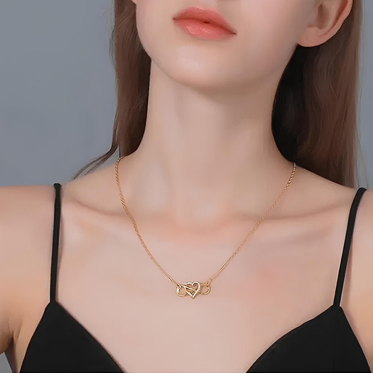 “Geometric Heart” S925 Sterling Silver Zircon Heart Pendant Necklace