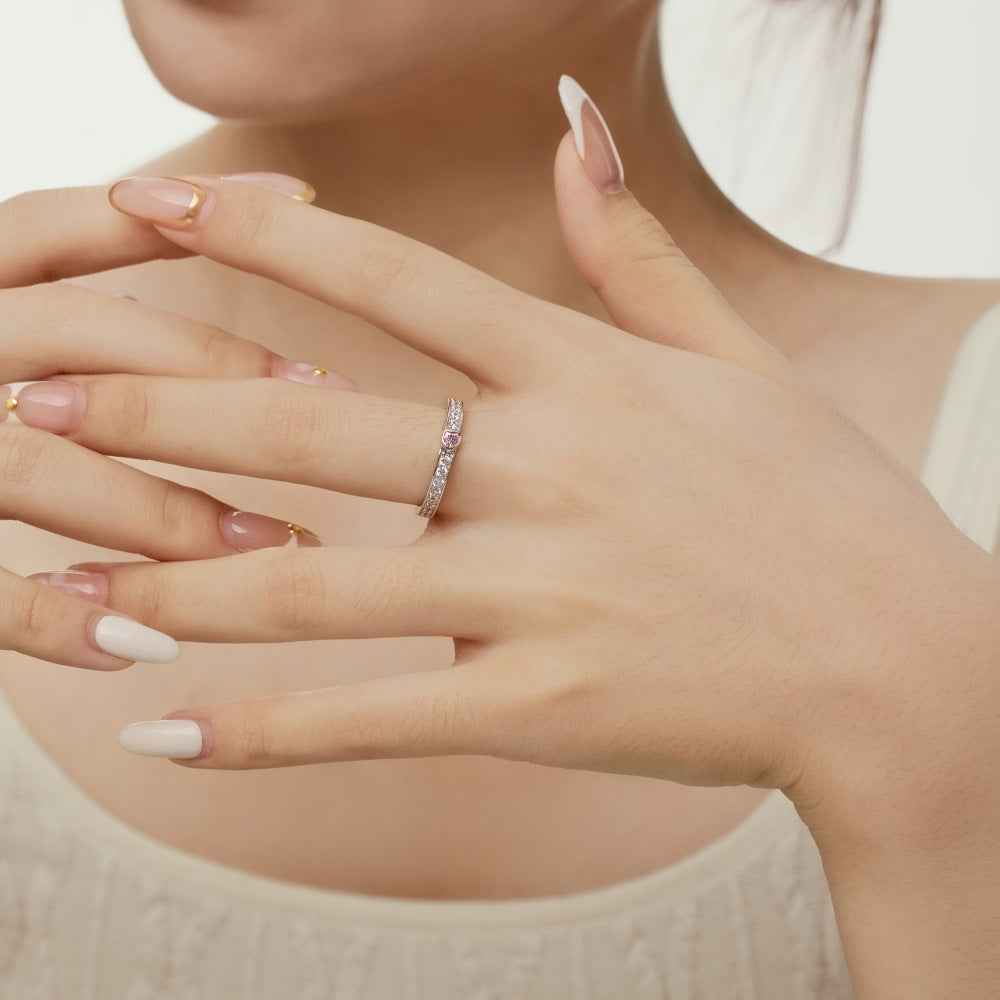 925 Sterling Silver Pink Heart Pavé Ring – Pink Promise