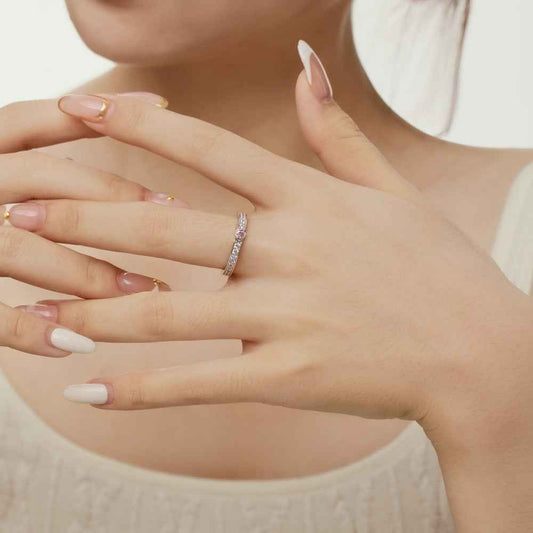 925 Sterling Silver Pink Heart Pavé Ring – Pink Promise