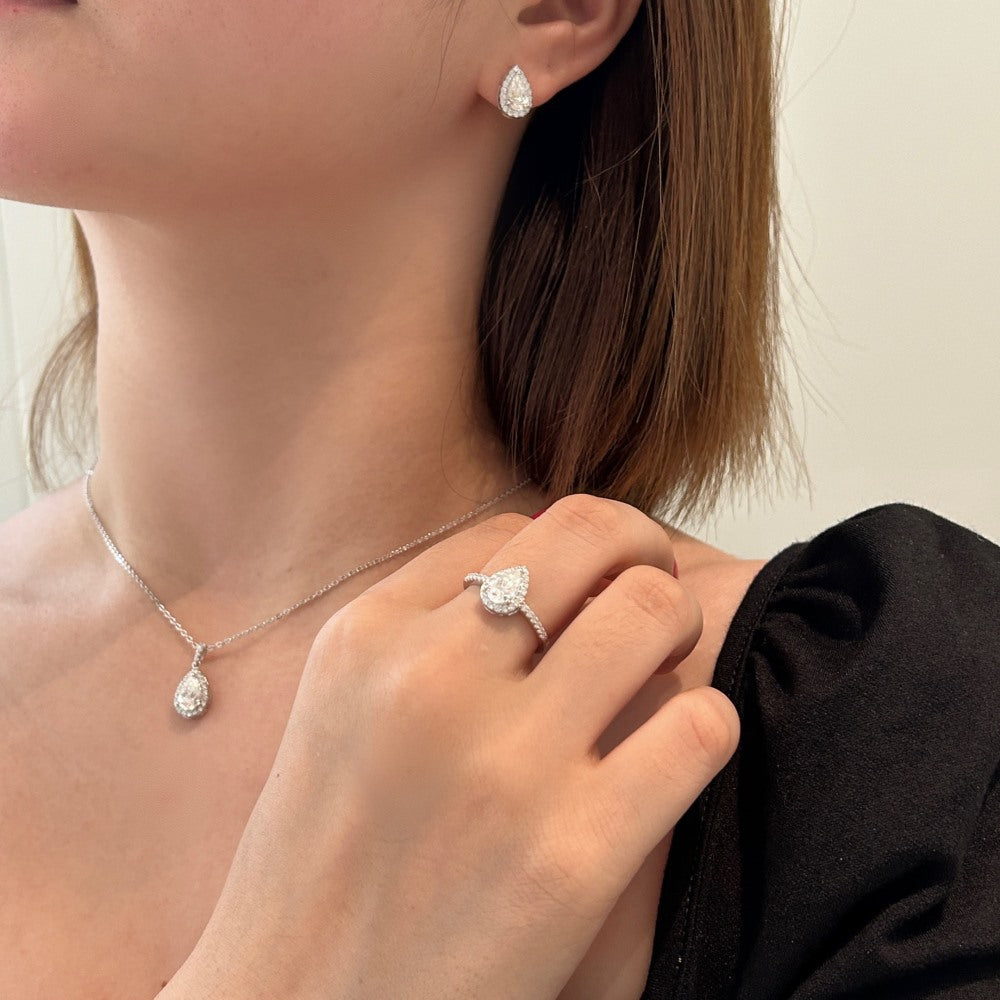 925 Sterling Silver Moissanite Tear Drop Jewelry Set – Lumière Drop
