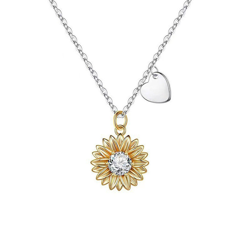 “Daisy Radiance” S925 Sterling Silver Sunflower Daisy Pendant Necklace