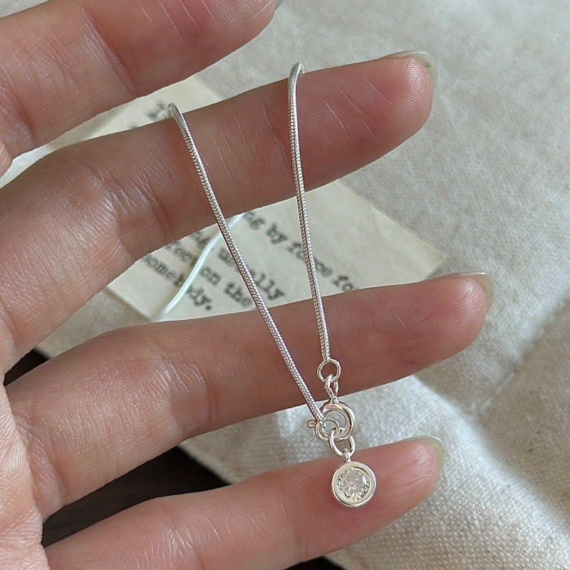 “Starlit Links” S925 Sterling Silver Geometric Zircon Bracelet