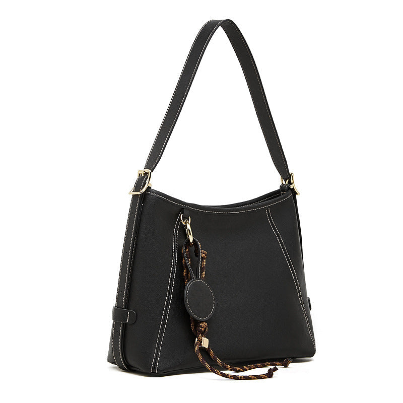 Women's Full-Grain Cowhide Contrast Stitch Hobo Bag