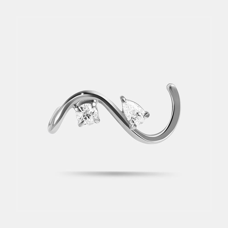 “Sculpted Sway” S925 Sterling Silver S-Curve Stud Earrings with Sparkling Accents