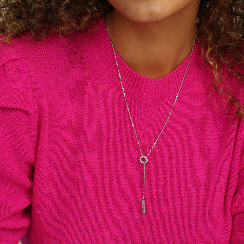 “Lumiere Line” S925 Sterling Silver Zircon Geometric Sweater Necklace