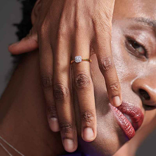 Modern Frame Geometric Square Jewelry Set 925 Sterling Silver Stud Earrings & Adjustable Ring
