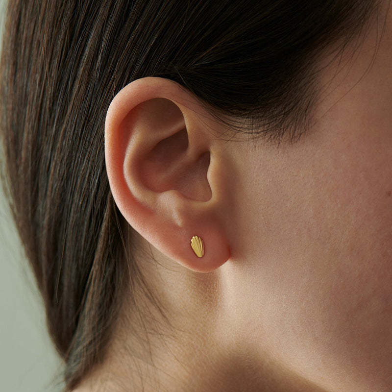 “Shell Muse” S925 Sterling Silver Shell-Texture Stud Earrings