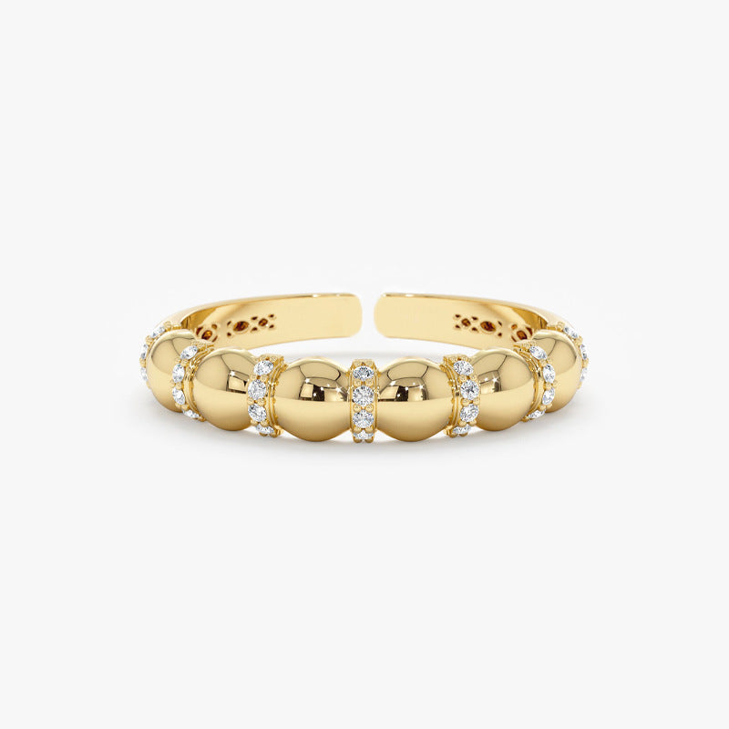 “Orbital Spark” S925 Sterling Silver Zircon Ball Open Ring