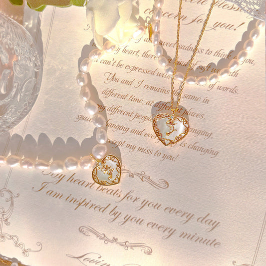 Rose Reverie S925 Sterling Silver Mother of Pearl Rose Jewelry Set Necklace Bracelet
