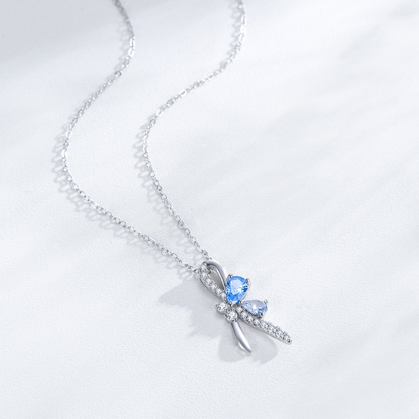 Azure Flutter Butterfly Jewelry Set with Blue Zircon in S925 Sterling Silver