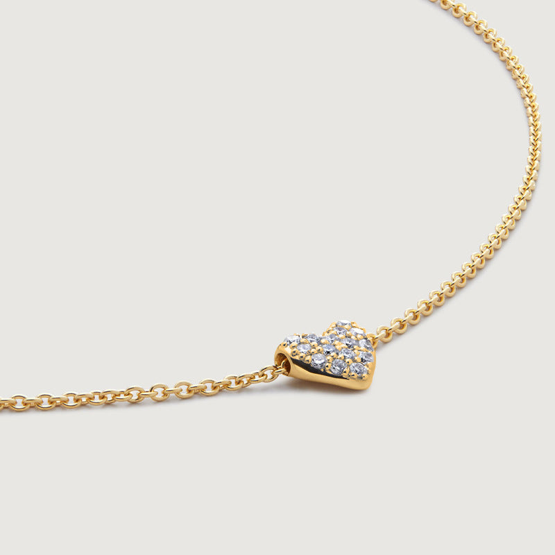 “Sliding Heart” S925 Sterling Silver Zircon Heart Necklace