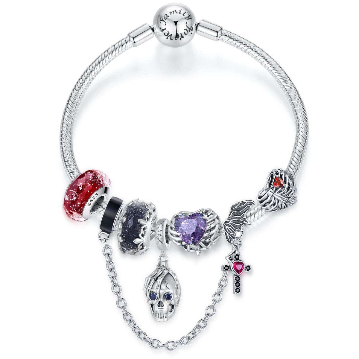 “Dark Harvest” S925 Sterling Silver Halloween Bead Bracelet Set