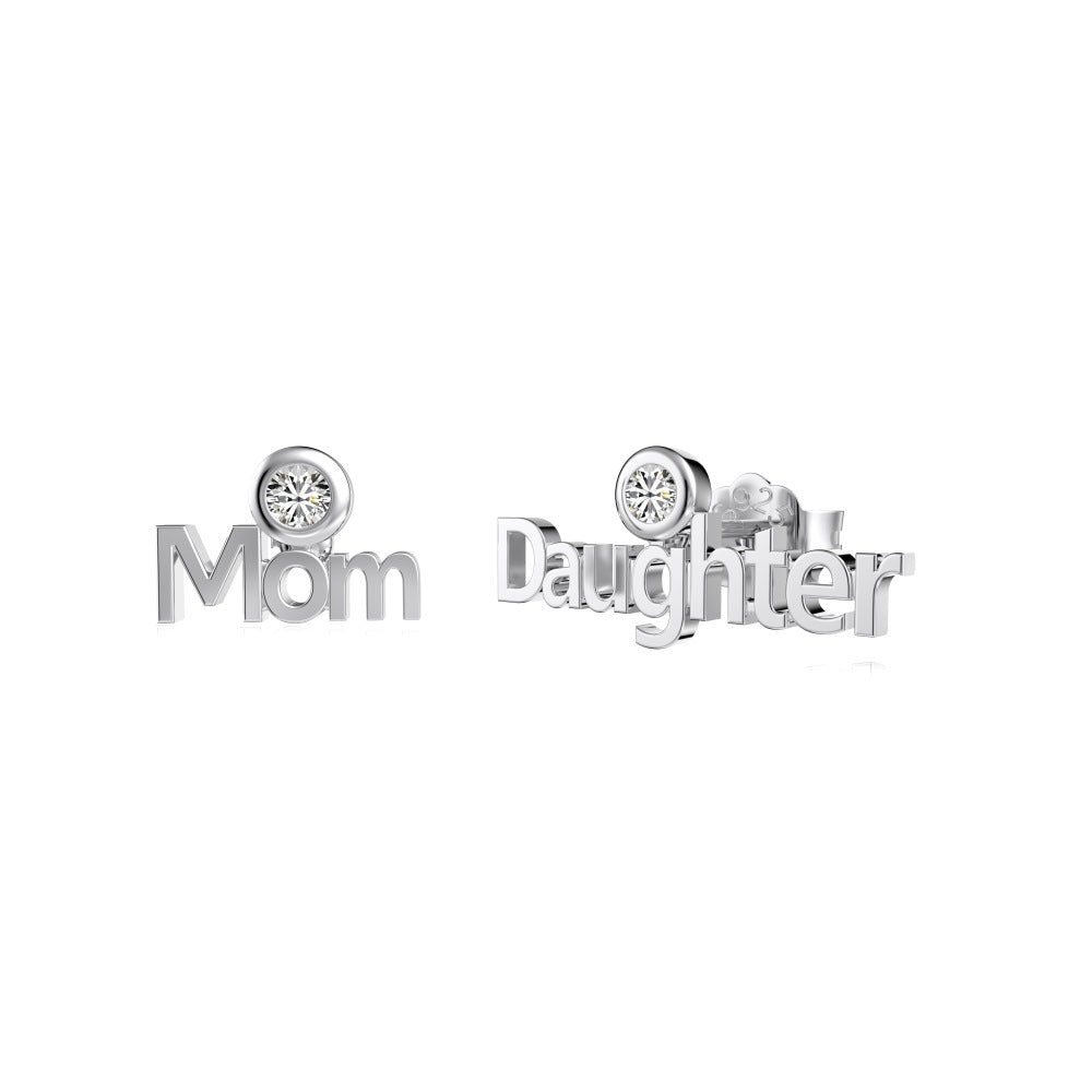 Mama Link S925 Sterling Silver Mom Necklace and Earrings Set
