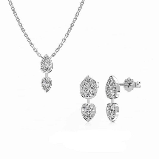 925 Sterling Silver Tear of Light Drop Zircon Jewelry Set Necklace Earrings