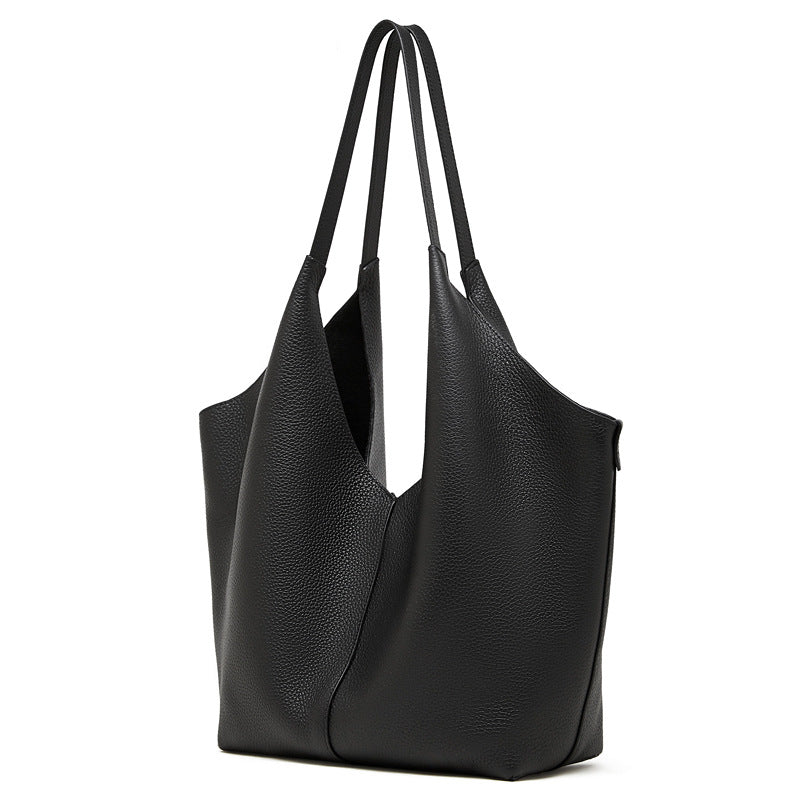 Women's Pebbled Cowhide V-Cut Hobo Shoulder Bag