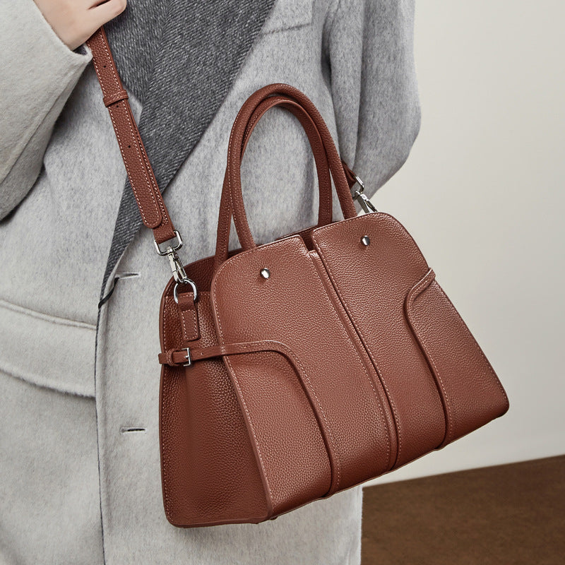 Women's Pebbled Cowhide Paneled Doctor-Style Work Bag