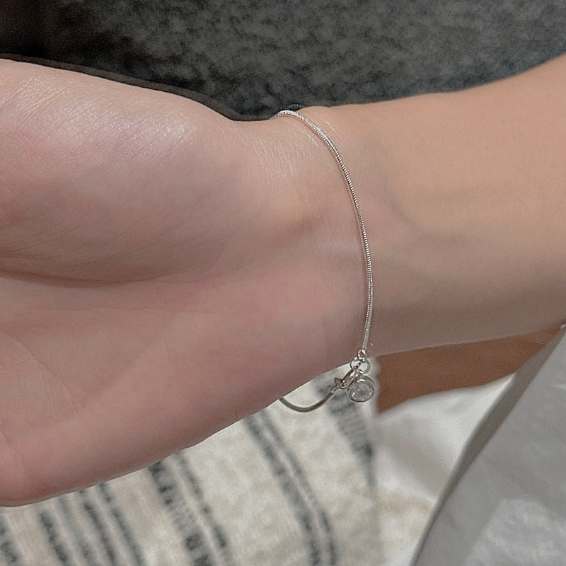“Starlit Links” S925 Sterling Silver Geometric Zircon Bracelet