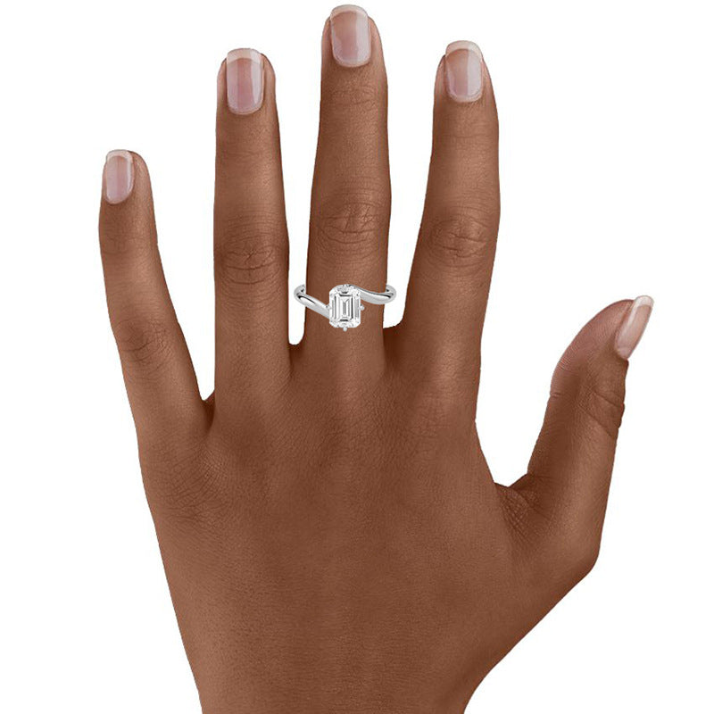 “Square Radiance” S925 Sterling Silver Square Zircon Solitaire Ring