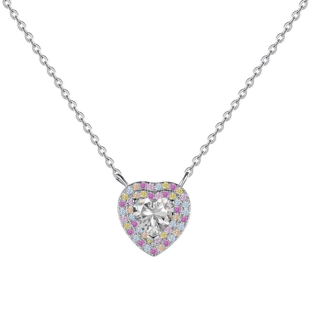 Candy Heart Éclat Heart Jewelry Set with Zircon Necklace and Ring in S925 Sterling Silver