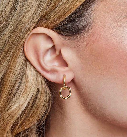 925 Sterling Silver Double-Hoop Pavé Zircon Earrings – Linked Radiance