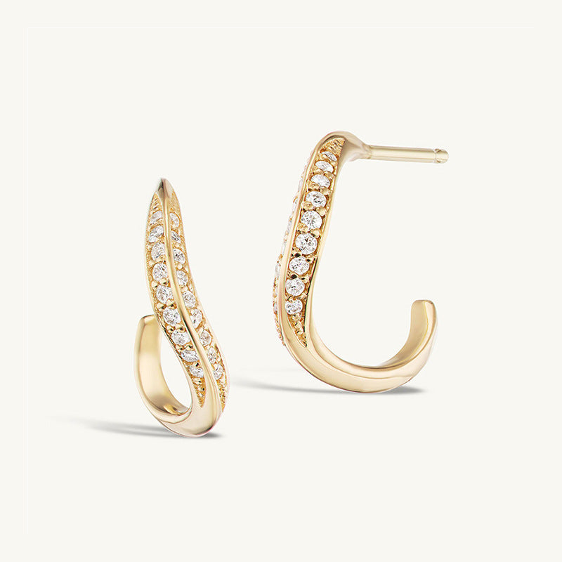 925 Sterling Silver Pavé Zircon Hoop Stud Earrings – Lumi Curve