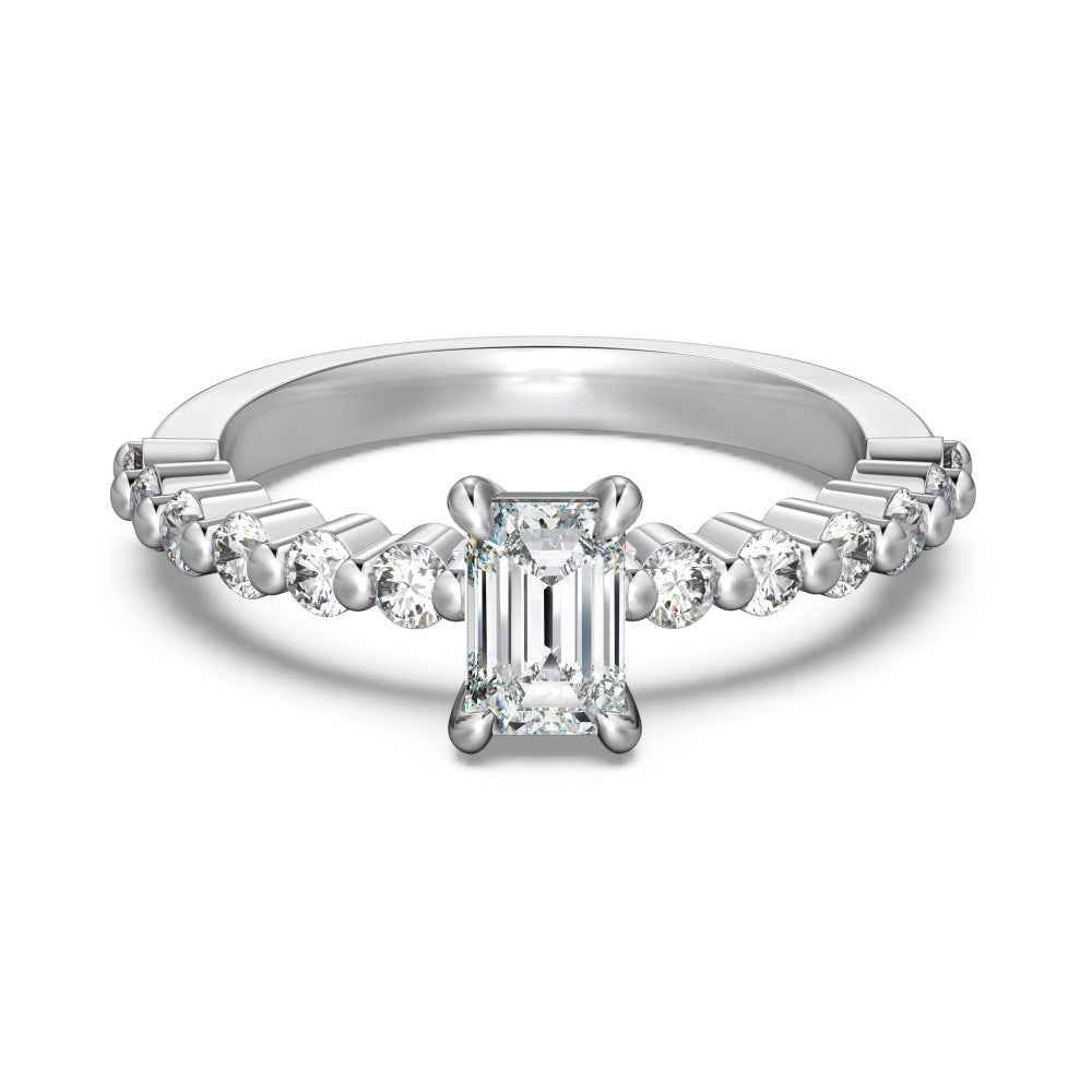 925 Sterling Silver Luminous Promise 0.6CT Emerald-Cut Moissanite Ring